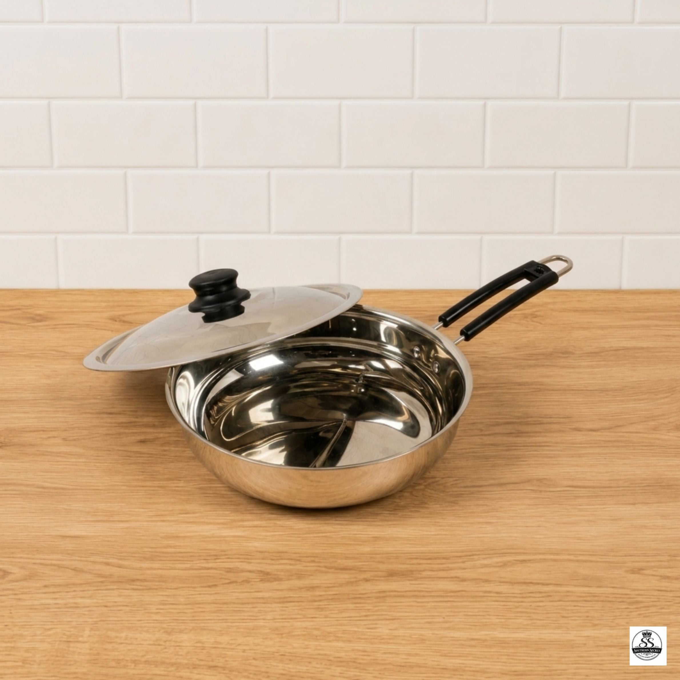 2.4L DeepFrypan, Steel cookware with Triply Bottom and Without Lid and Free Neem Wood Dosa Flip